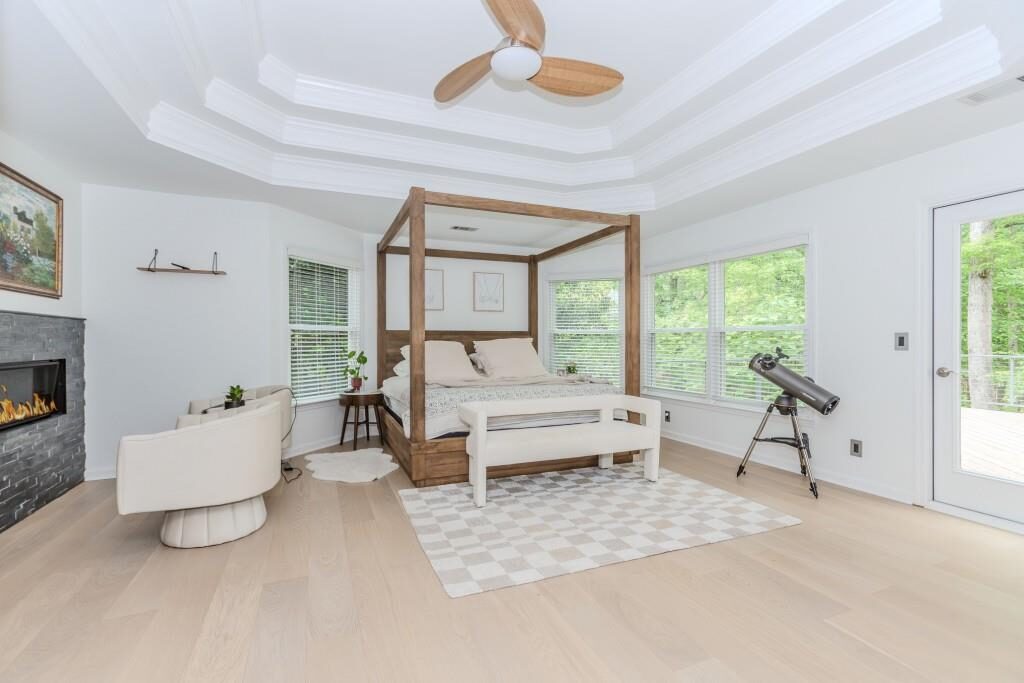 Primary bedroom with fireplace
