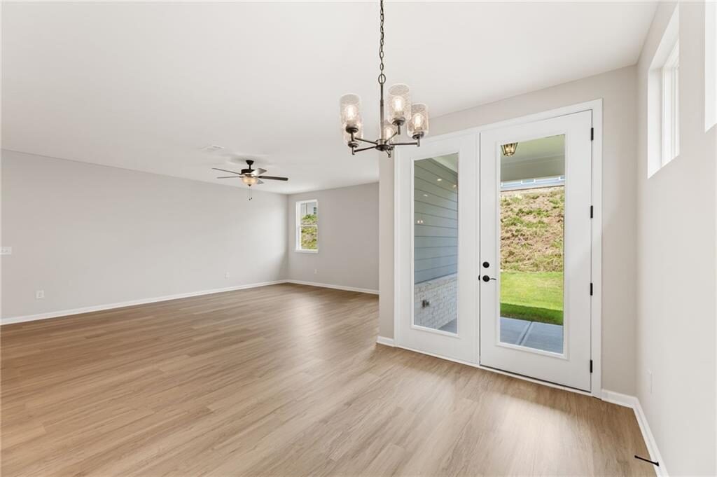 Dining area with doors to the patio