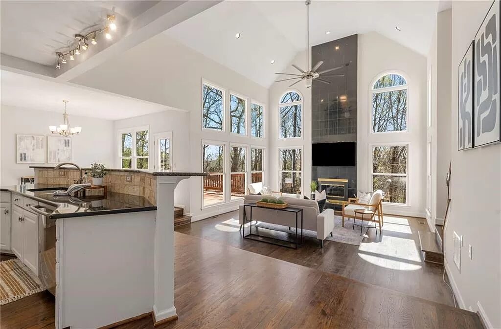 Family room and kitchen
