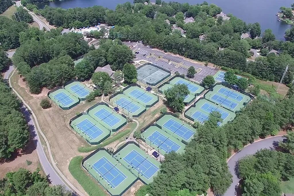 Community tennis courts from above