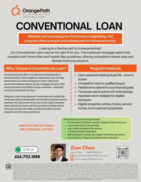 Conventional loan (OrangePath program sheet)