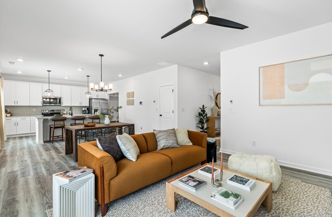 Open living room and kitchen