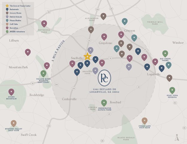 Map of shops, schools and parks within 5 miles